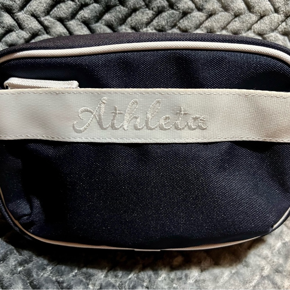 Navy Blue & White Trim & Strap (Waist/ Crossbody/ Shoulder Bag.) Large. Athleta.